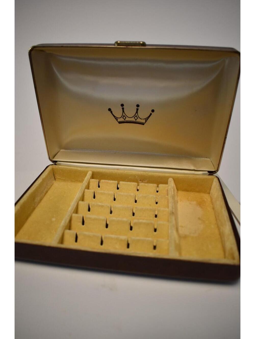 Vintage 1960s Hickok Men's Valet Case - Brown Faux Leather with Gold Knight Logo